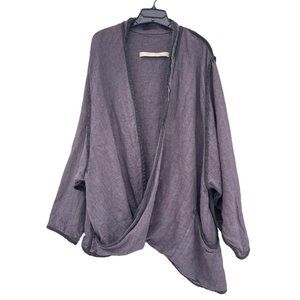 Cynthia Ashby women's medium purple violet long sleeve blouse Lagenlook Plus Med